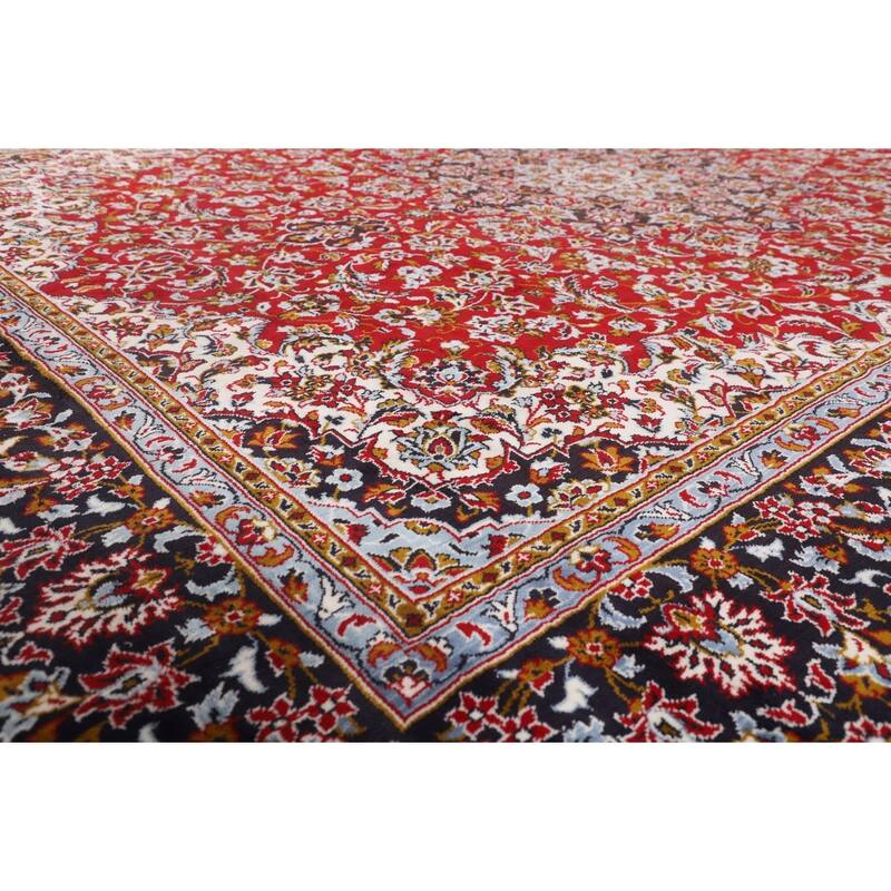 Kashan Turkish Area Rug Machine-Made Oriental Red Carpet - 9'7" x 12'6"