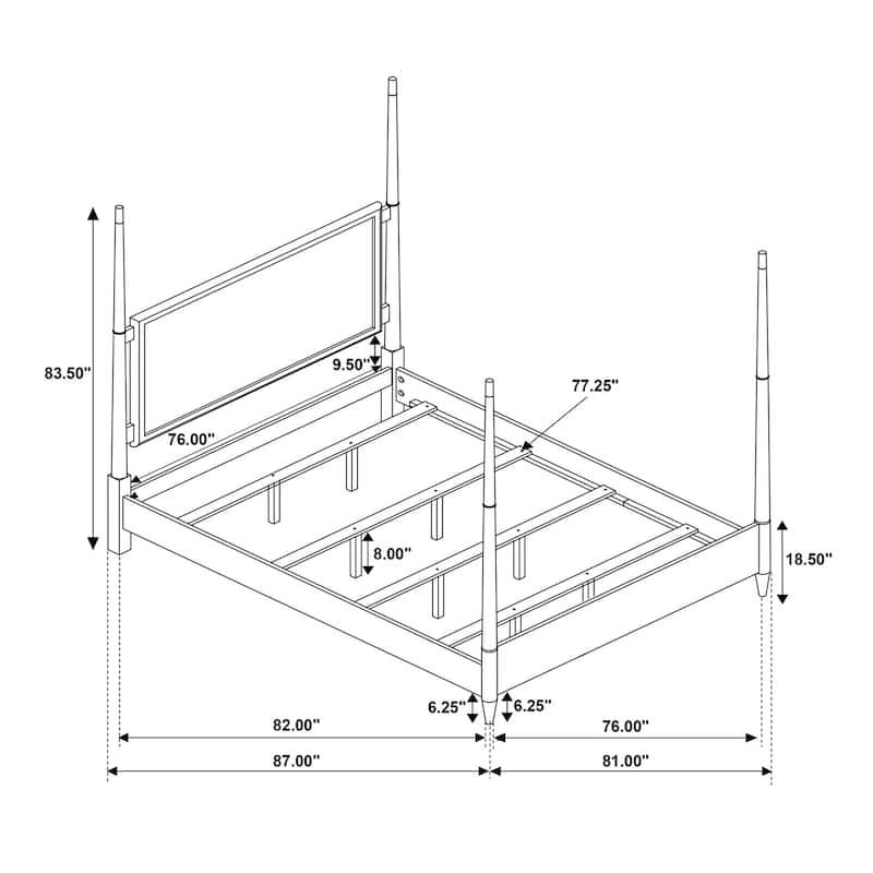 Wooden Poster Bed with Tapering Posts in Brown