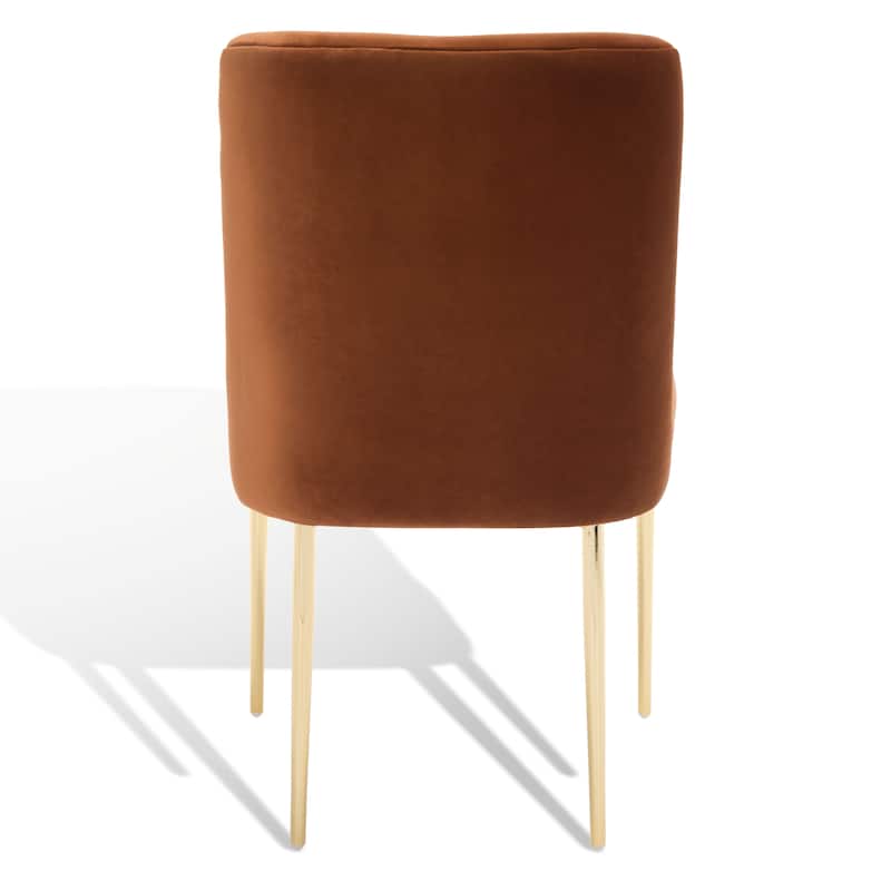 SAFAVIEH Couture Melonie Velvet Accent Chair - Mustard / Brass - 28"x23"x35.3" - 28" W x 23" D x 35" H - 28Wx23Dx35H