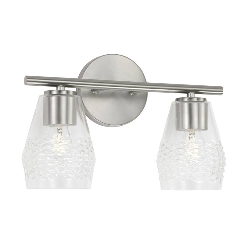 Dena 2-light Bath/ Vanity Fixture w/ Diamond Embossed Glass