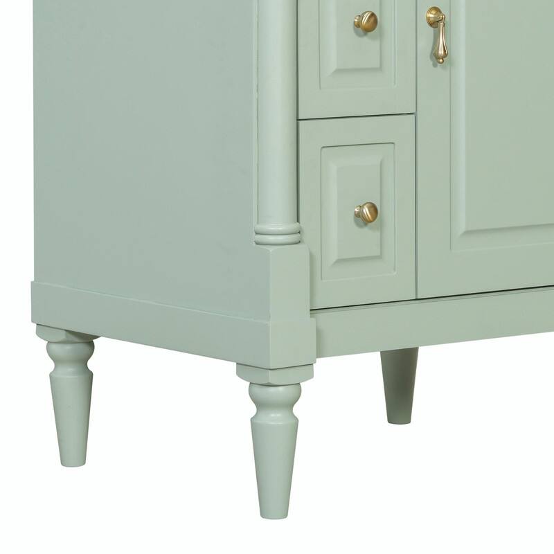 36" Bathroom Vanity with Sink, Freestanding Bathroom Cabinet with Ceramic Basin, Flip Drawer