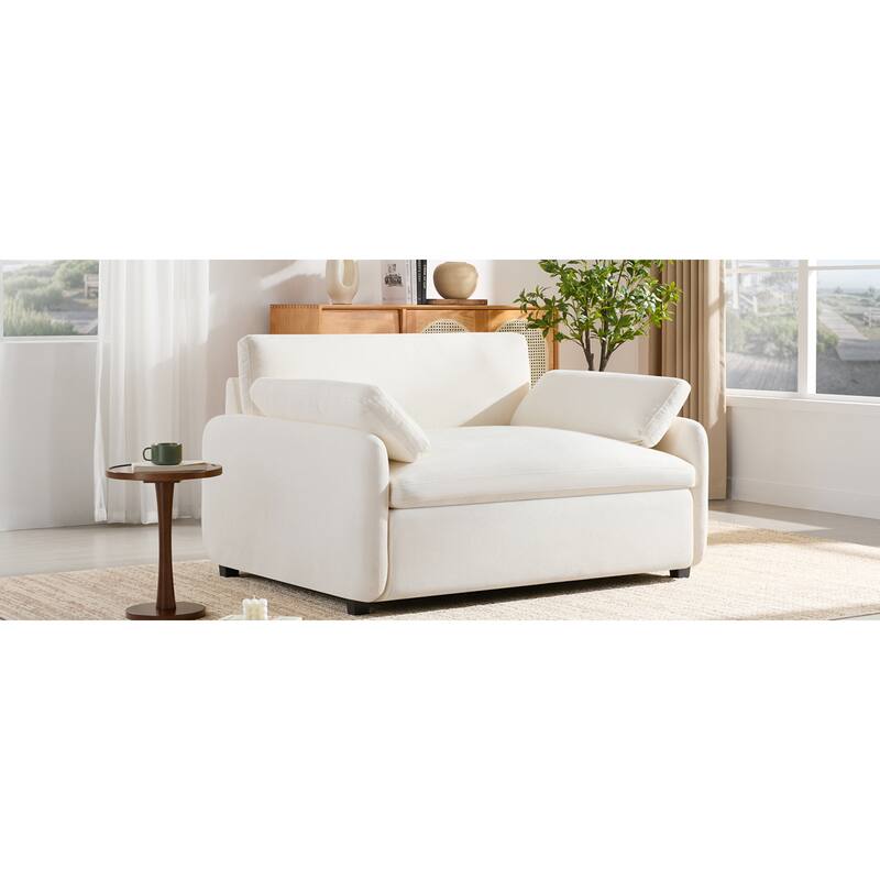 Roomfitters 50" Oversized Chenille Accent Chair, Wide Deep Seat Single Sofa, Modern Upholstered Lounge Chair with Pillows