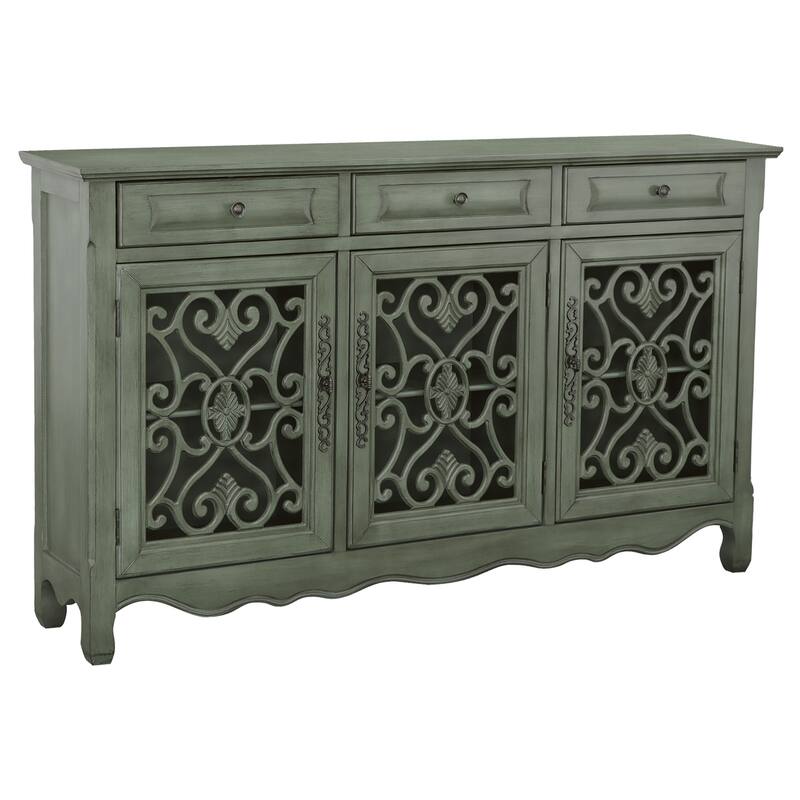 Deserie Antique Green 3-door Accent Cabinet - Distressed Green