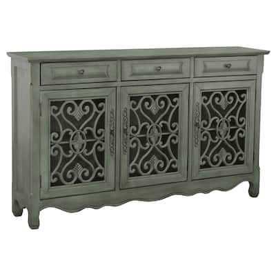 Deserie Antique Green 3-door Accent Cabinet