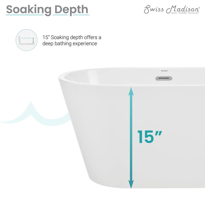 Swiss Madison SM-FB550 Claire 48" Free Standing Acrylic Soaking Tub