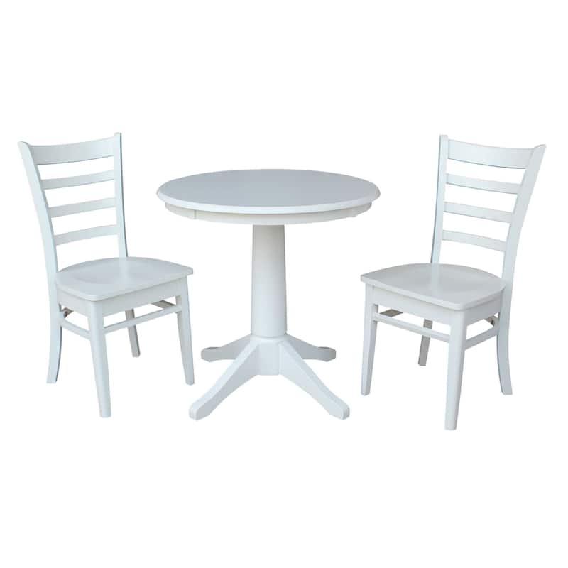 30" Round Top Pedestal Table - With 2 Emily Chairs