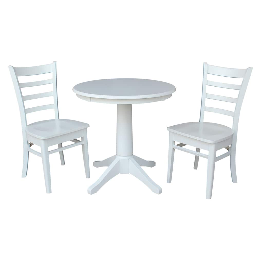 30" Round Top Pedestal Table - With 2 Emily Chairs