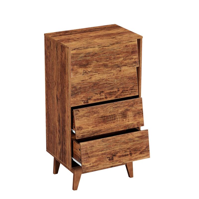 37" Tall Vintage Style 4 Drawer Dresser,Wood Dressers & Chest of Drawers,Wood Grain Finish