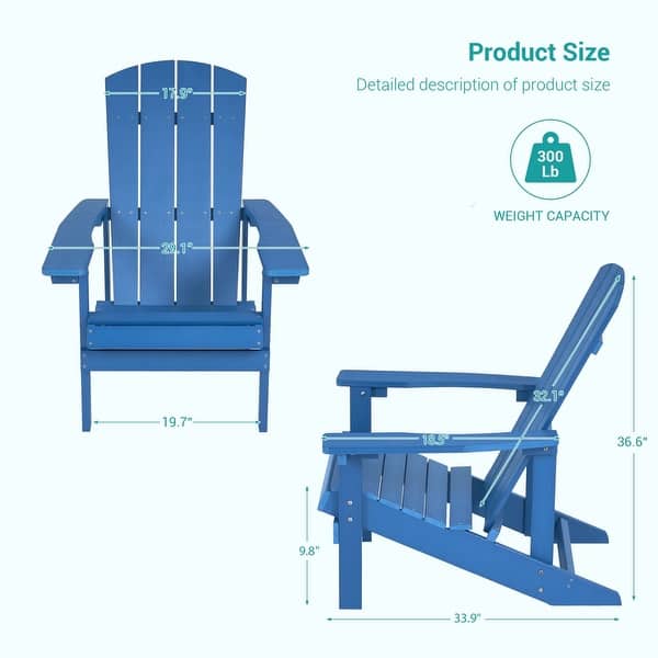 dimension image slide 4 of 11, Bonosuki Patio Faux Wood Adirondack Chair Weather Resistant-Set of 2