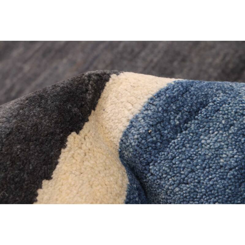 ECARPETGALLERY Hand-knotted Peshawar Ziegler Cream, Dark Grey Wool Rug - 4'11 x 6'10