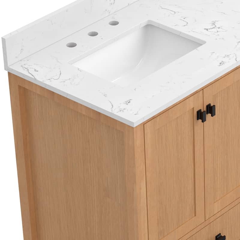 StarrySky 60 inch Undermount Double Sink Bathroom Vanity with Engineered Carrara Marble Top