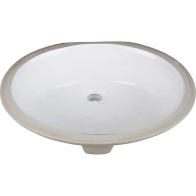 Hardware Resources 19-1/16" Oval Porcelain Undermount Bathroom Sink