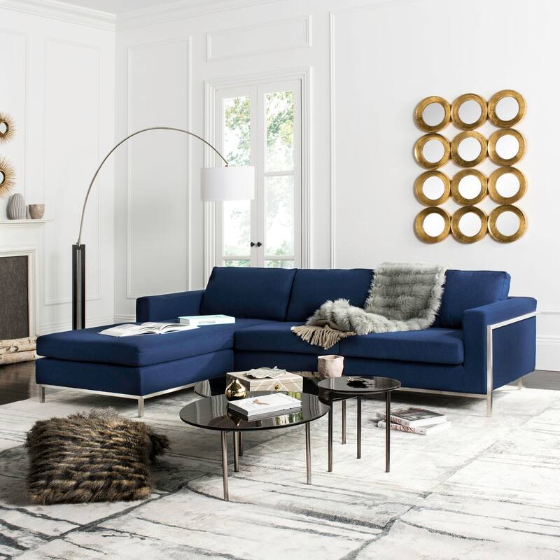 SAFAVIEH Couture Camila Sectional Sofa - 106"W x 37"D x 32"H - Navy