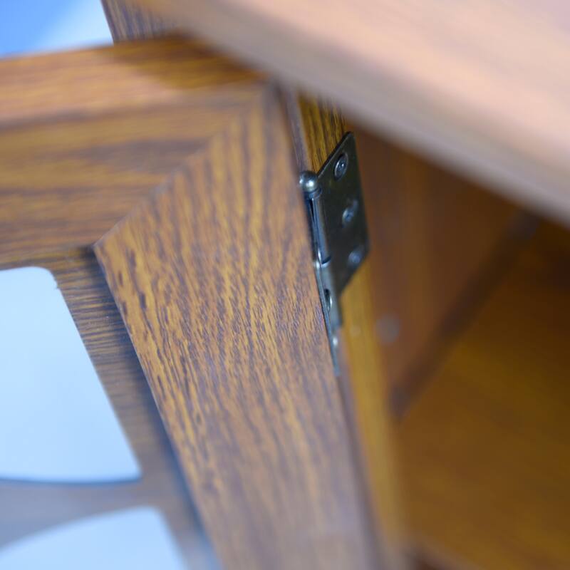 Anmytek Dark Oak Storage Sideboard Buffet Cabinet with Glass Doors & Adjustable Shelf for Dining Kitchen Living Room