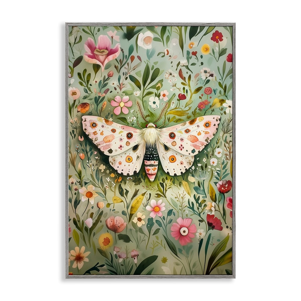 Stupell Floral Moth & Botanicals Framed Giclee Art Design By The Dutch Lady