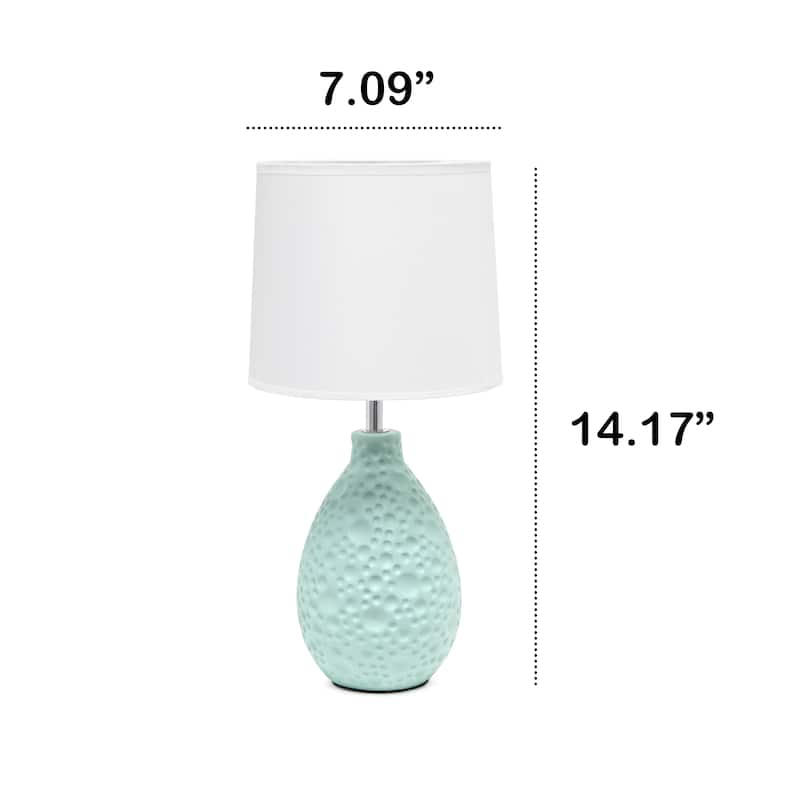 14.17" Textured Tear Drop TableLamp with White Fabric Shade