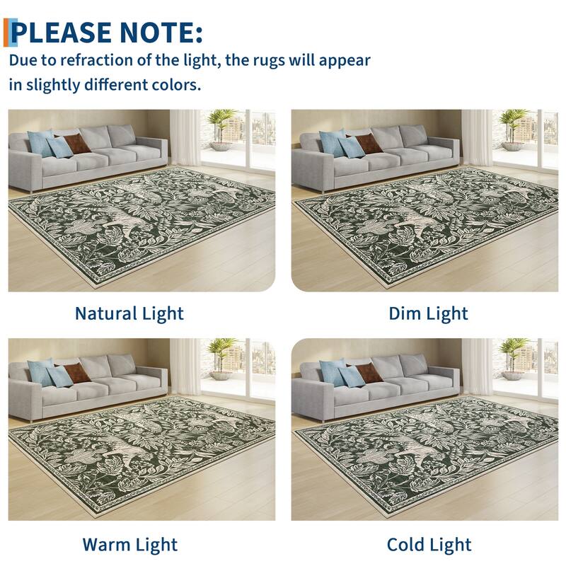 Forest Tiger Rugs Living Room Rug, Soft Washable Bedroom Rug, Low Pile Non-Slip Dining Room Home Office Carpet
