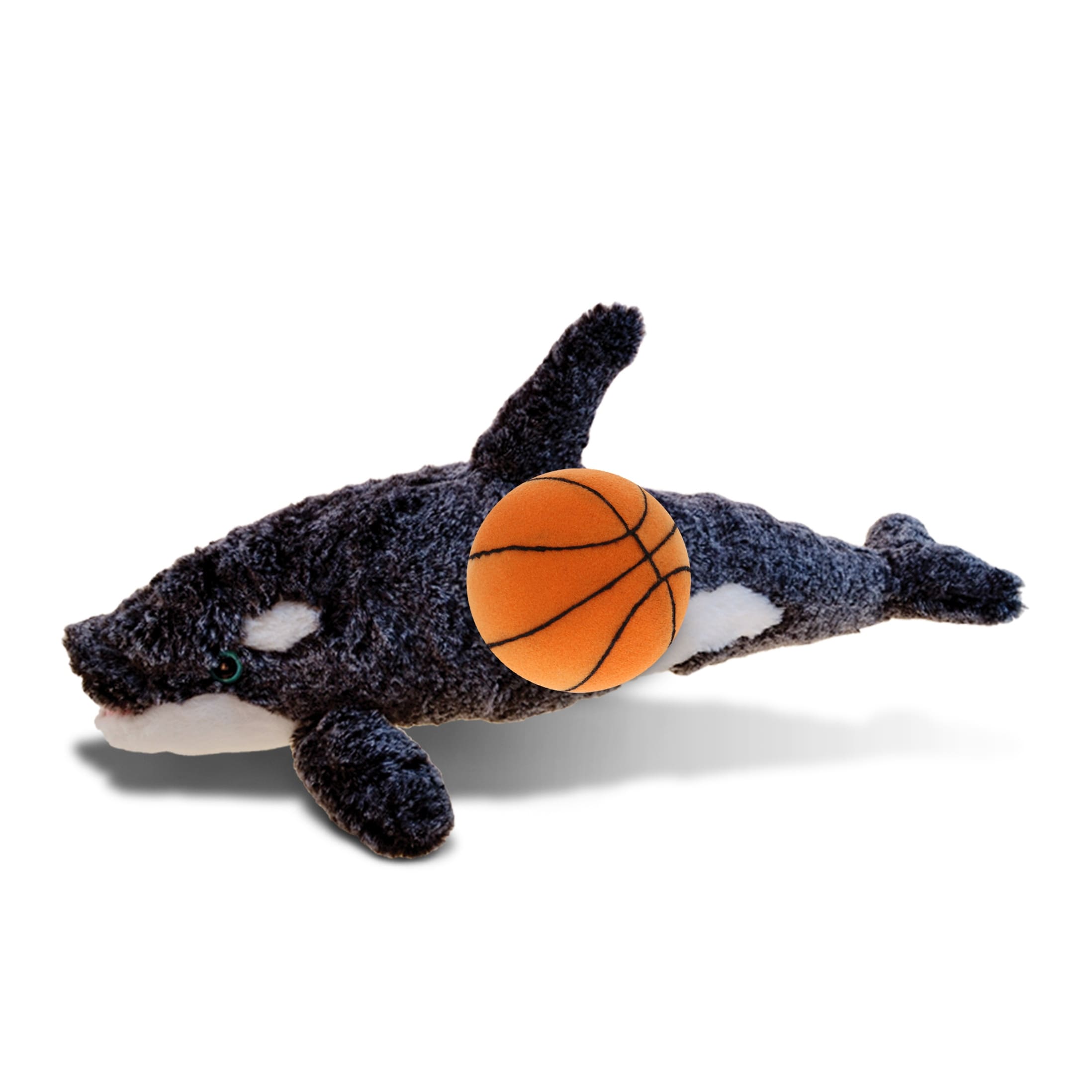 DolliBu Huggable Killer Whale Stuffed Animal with Basketball Plush - 18 inches