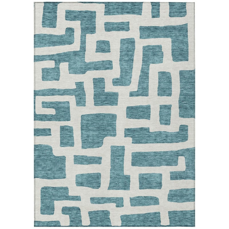 HomeRoots Abstract Transitional Rectangle Outdoor Rug - 10' X 14'
