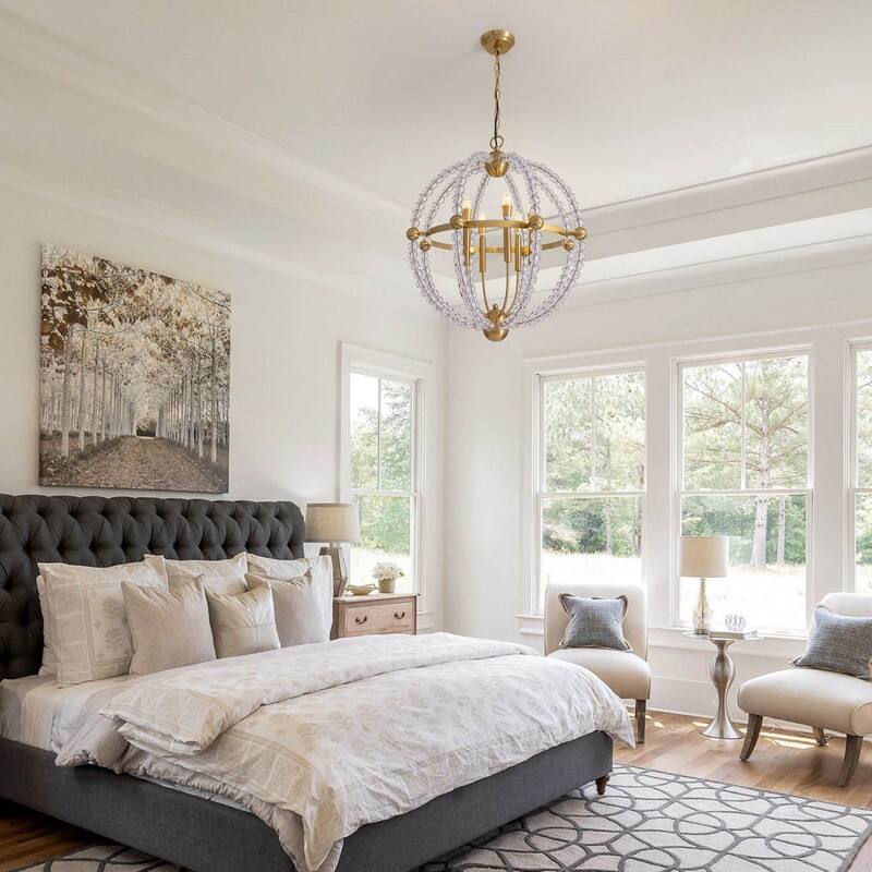 23" Golden Globe Chandelier Large Chandeliers for High Ceilings Dining Room Kitchen Island