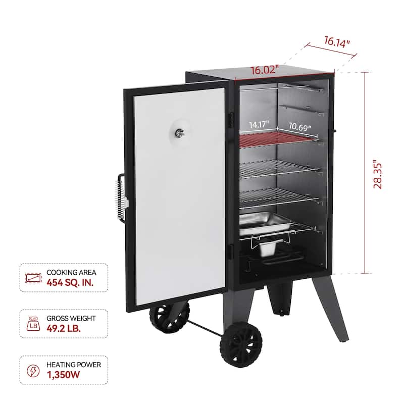 Royal Gourmet 28-Inch Analog Electric Smoker With 3 Cooking Grates - Black