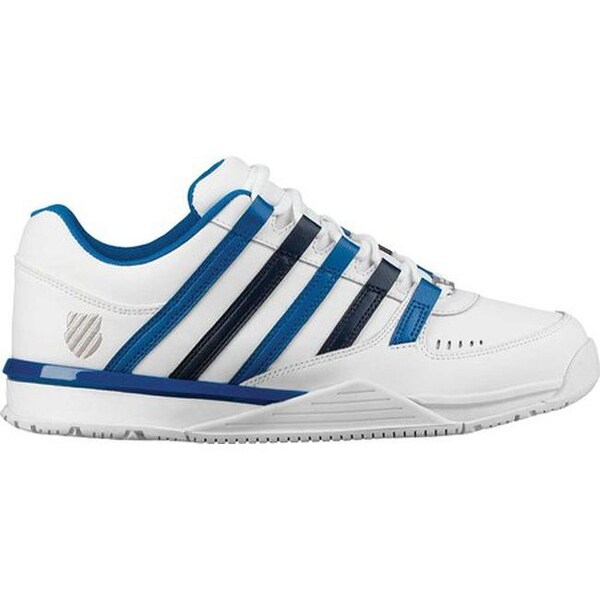 blue and white k swiss