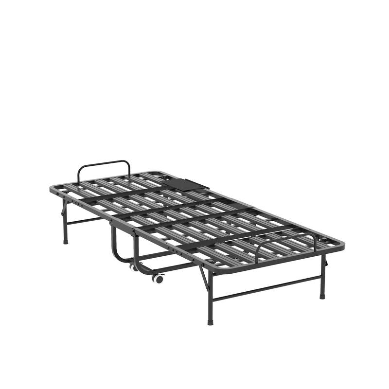 75 Inch Folding Bed with 5" Memory Foam Mattress, Rollaway Guest Bed, Heavy-Duty on Wheels, Portable Twin Bed