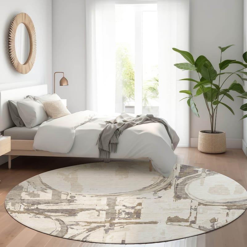 Premium Washable Super Soft Contemporary Casual Mayfield Rug - Ivory - 8' x 8'