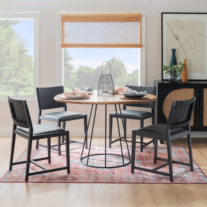 Linon Edrem Mid-Century Brown Leather Dining Chair