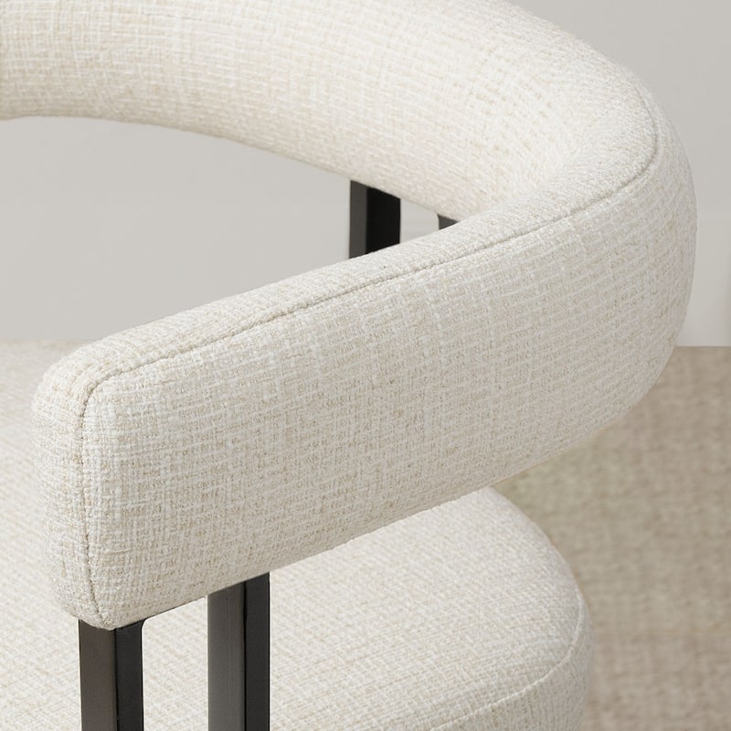 24" Seat Height Upholstered Tweed Solid Back Counter Stool(Set of 4) - Set of 4