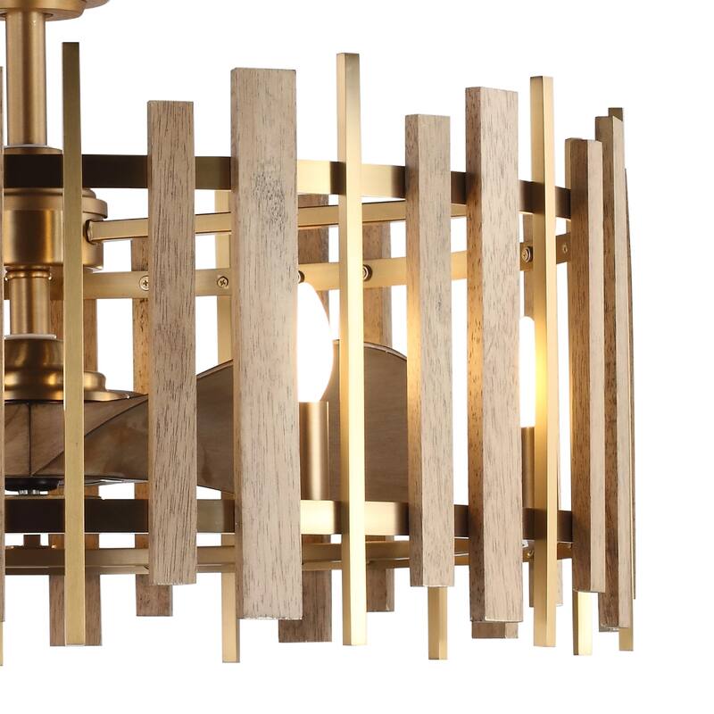 Ceiling Fan 31" Perimost 3-Blade Downrod Mount Gold LED