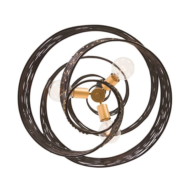 Varaluz Flow 3-Light Twist Pendant - Matte Black/French Gold