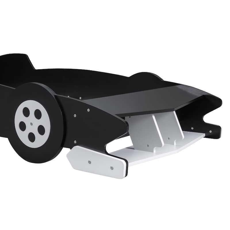 Race Car-Shaped Platform Bed with Wheels