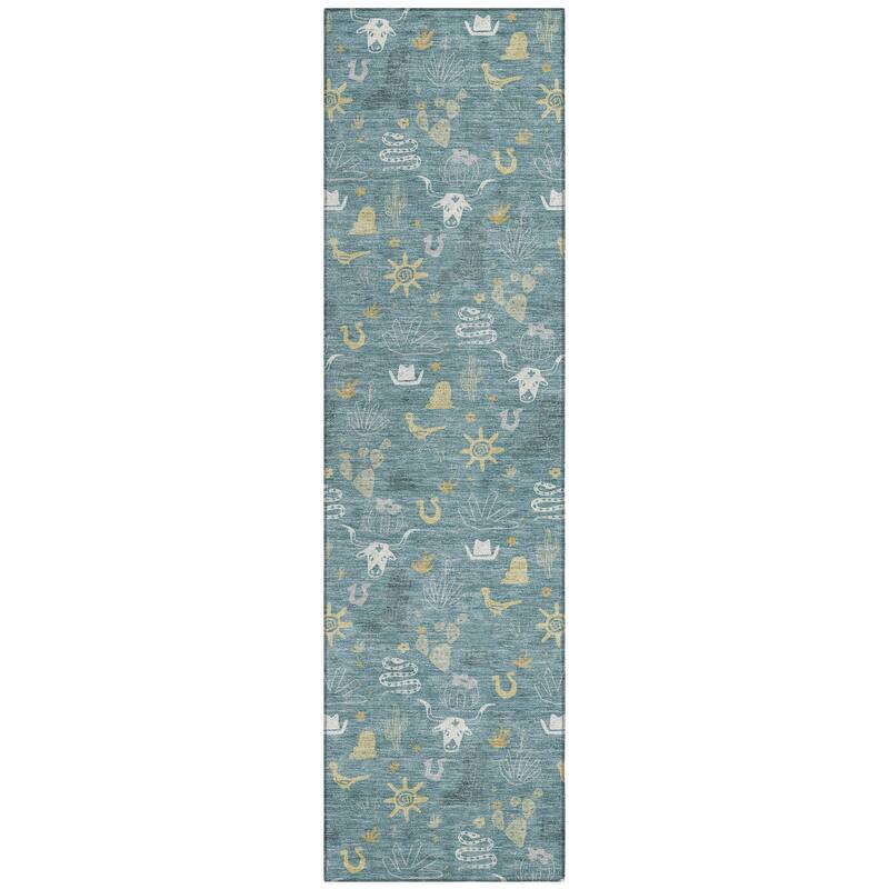 Machine Washable Indoor/ Outdoor Cowboy Ranch Chantille Rug