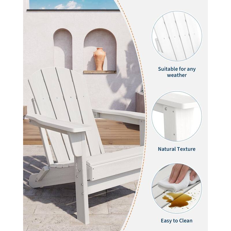 Folding Adirondack Chairs Set Of 1 HDPE Plastic Outdoor Chairs