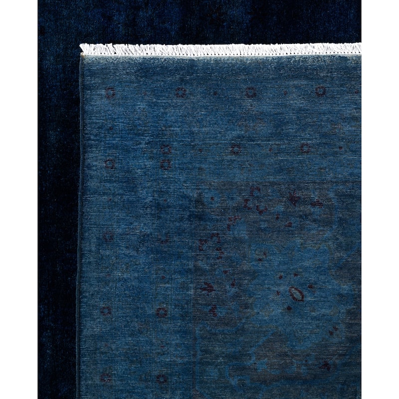 Overdyed One-of-a-Kind Hand-Knotted Area Rug - Blue - 12' 4" x 18' 1"