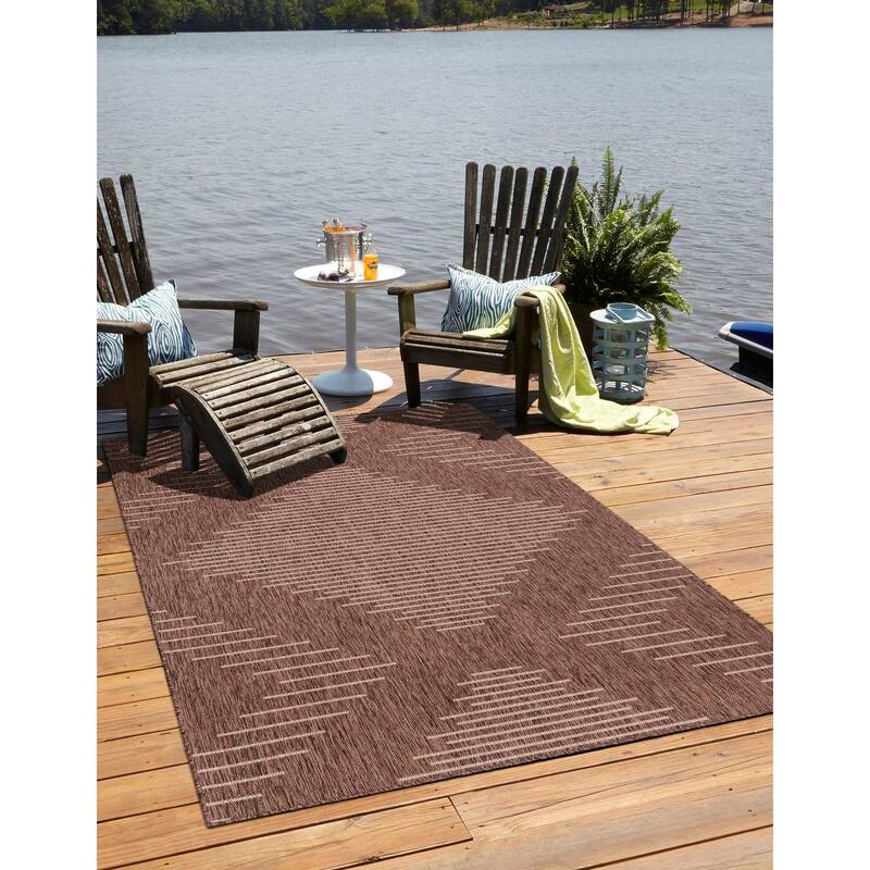 Outdoor Ucul Collection Area Rug - Brown - 6'x9'
