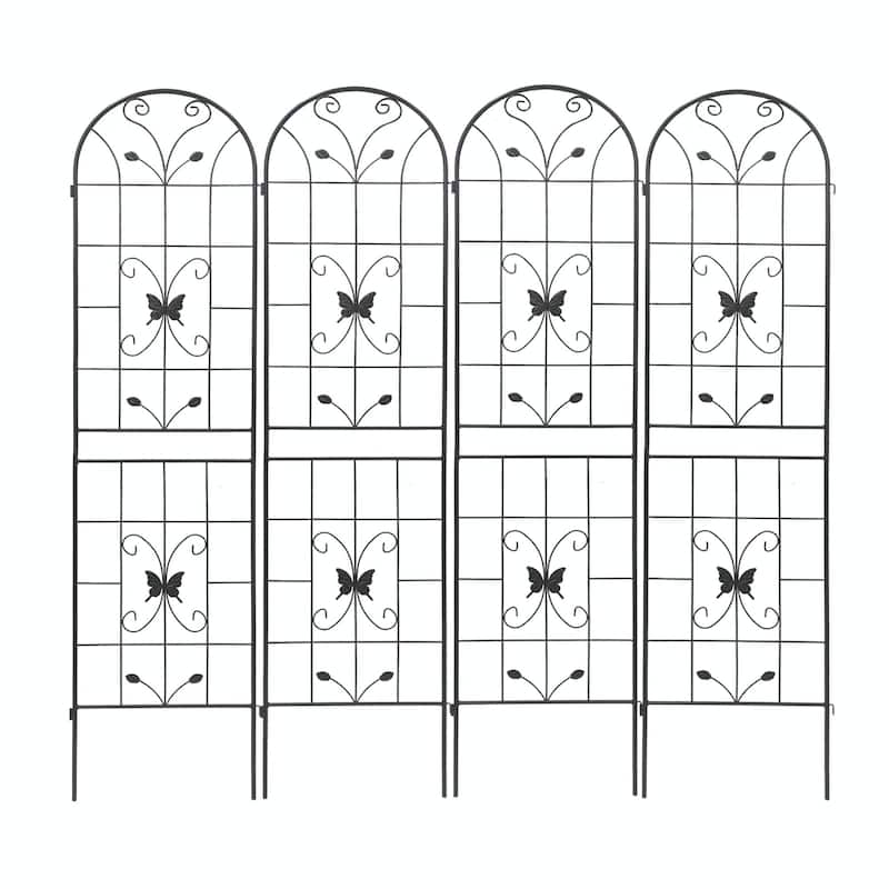 Rustproof Metal Garden Trellis for Climbing Plants, Outdoor Flower Support, 86.7" x 19.7"