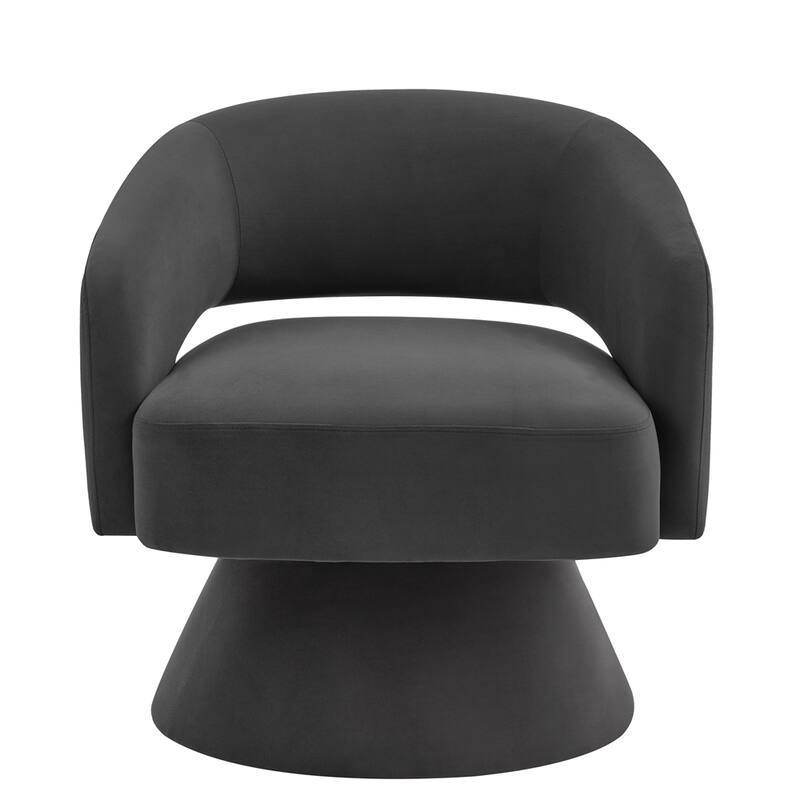 Modern Upholstered Velvet Swivel Barrel Chair with Armrest
