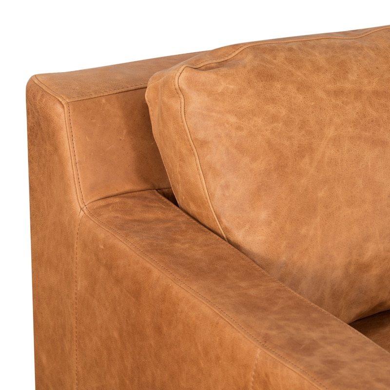 Poly & Bark Zyon 90" Sofa in Cognac Tan - Full Grain Genuine Italian Leather