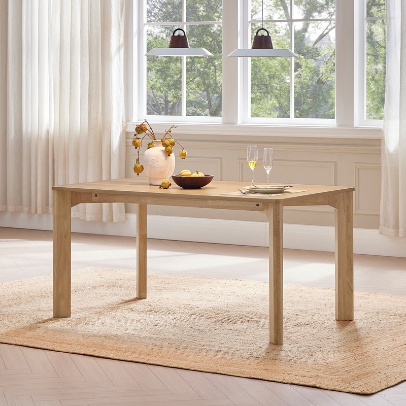 Spruce & Spring 59" Modern Rectangle Dining Table for 4-6 with Solid Rubberwood Legs