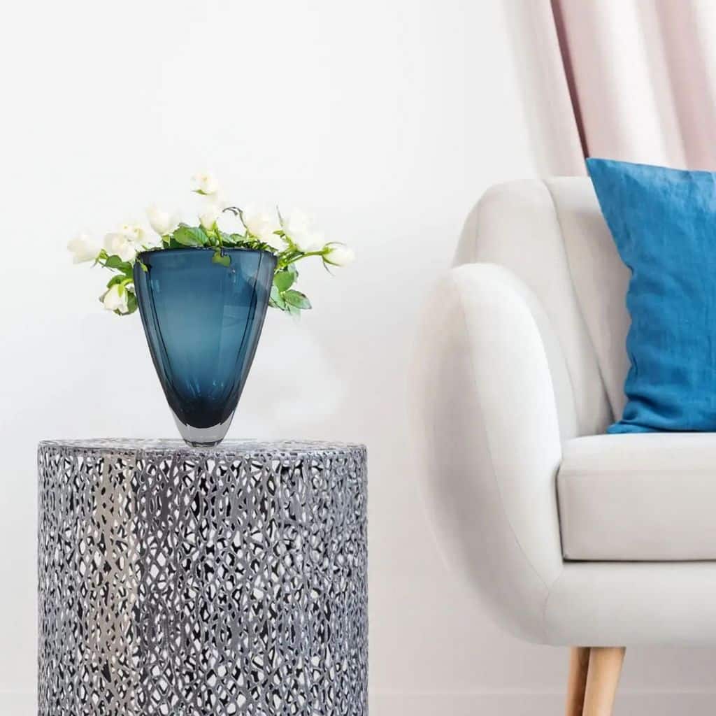 ARIA HOME Fancy Royal Blue Cut Glass Vase