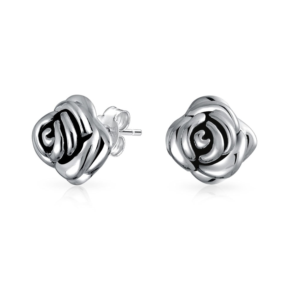 Shop Black Rose Flower Stud Earrings 