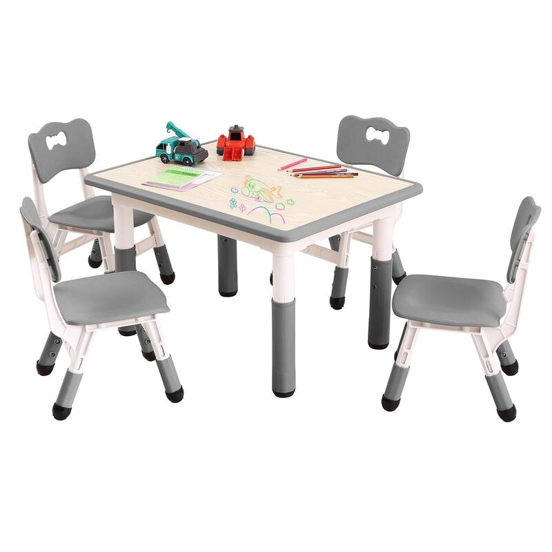 Kids Table and 4 Chair Set - Height Adjustable