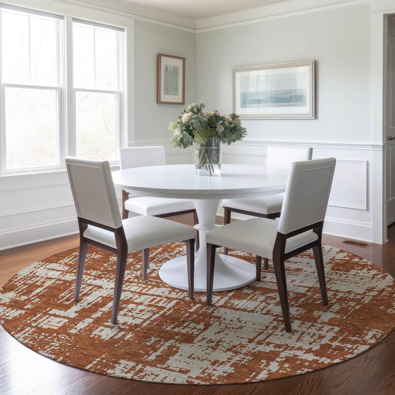 Machine Washable Indoor/ Outdoor Chantille Solid Abstract Rug