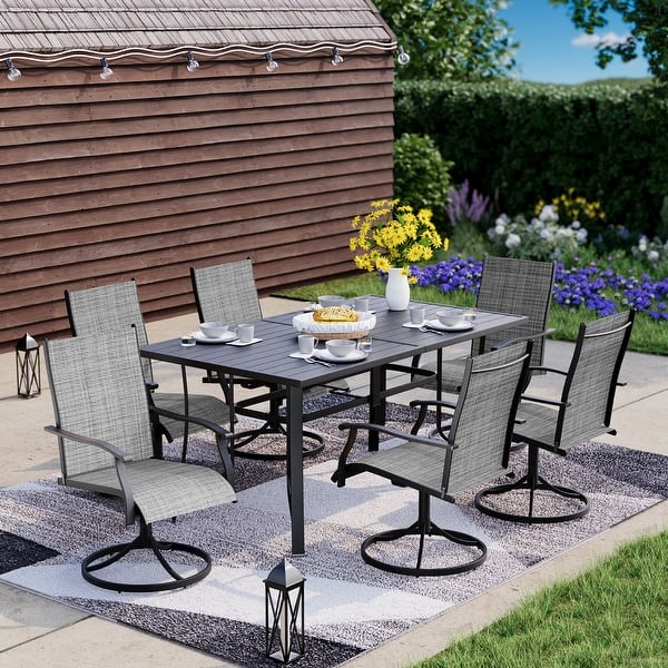 Swivel Chairs Patio Table Set With Umbrella Hole Outdoor Coffee