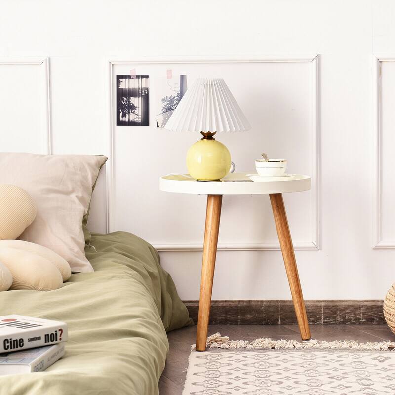 Gymax Round Side Table Sofa Coffee End Accent Table Nightstand Home - 16'' x 16'' x 17''
