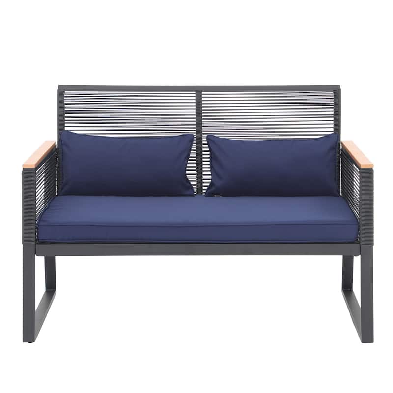 Patio Wicker Loveseat with Cushions