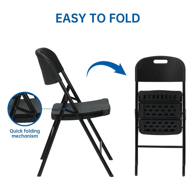 Ukuowu Durable Sturdy Plastic Folding Chair 650lb. Capacity for Events Office Wedding Party Picnic Kitchen Dining
