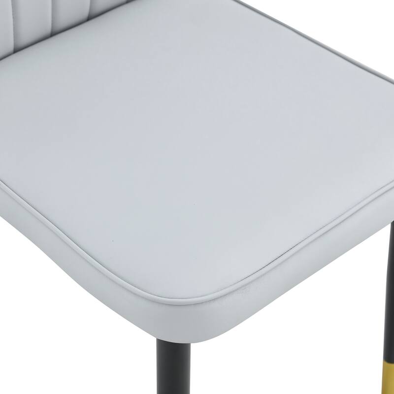 Roomfitters PU Dining Chairs with Patterned Backrest and Black Metal Legs, Upholstered Modern Set of 8 for Dining